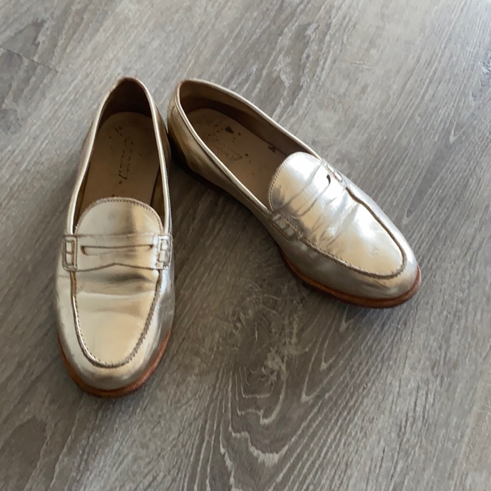 J.Crew gold loafers